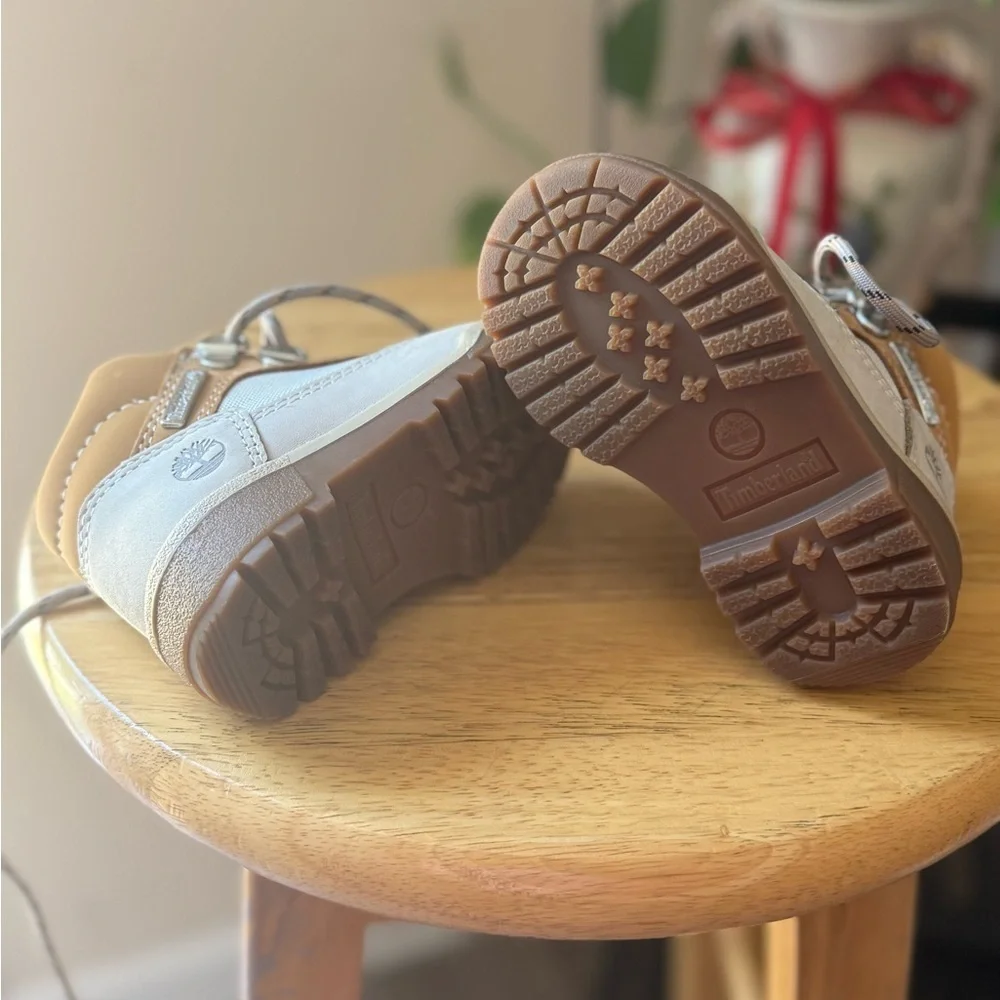 New Timberland Tan and White Boots with Chunky Sole